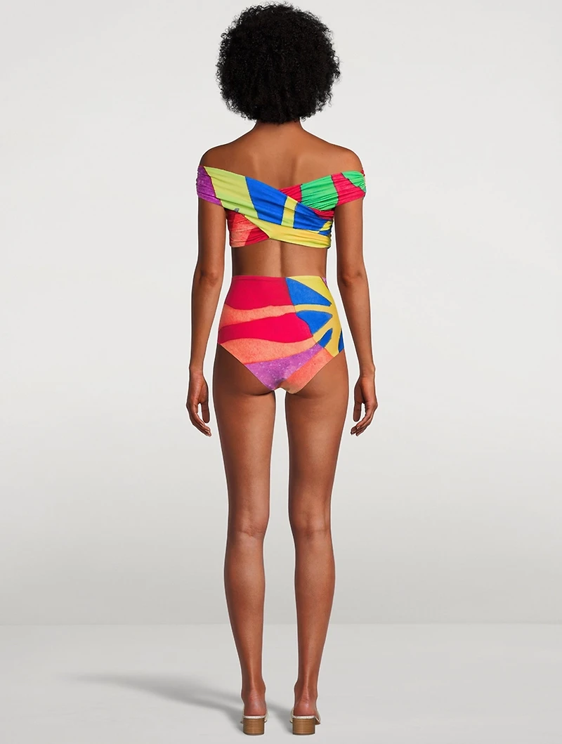 Lorina Off-The-Shoulder Bikini Top Petaluma Print