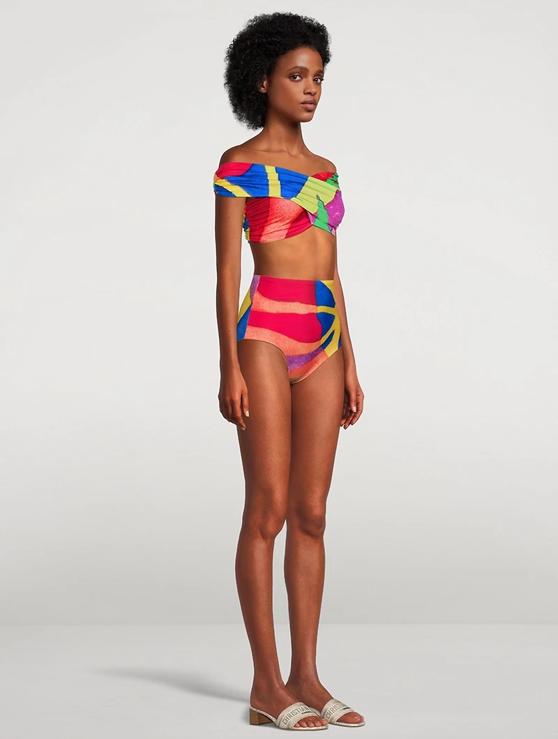 Lorina Off-The-Shoulder Bikini Top Petaluma Print