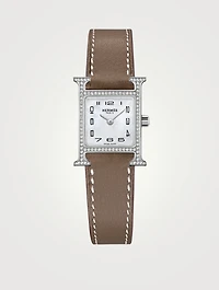 Heure H TPM Single Tour Leather Strap Watch With Diamonds, 17.2 x 17.2mm