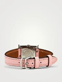 Heure H TPM Leather Strap Watch With Diamonds, 17.2 x 17.2mm