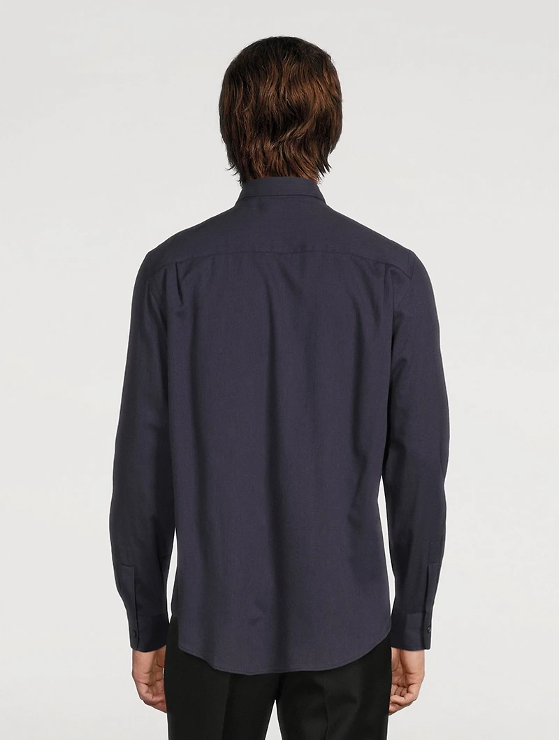 Wool And Cotton Patch-Pocket Shirt