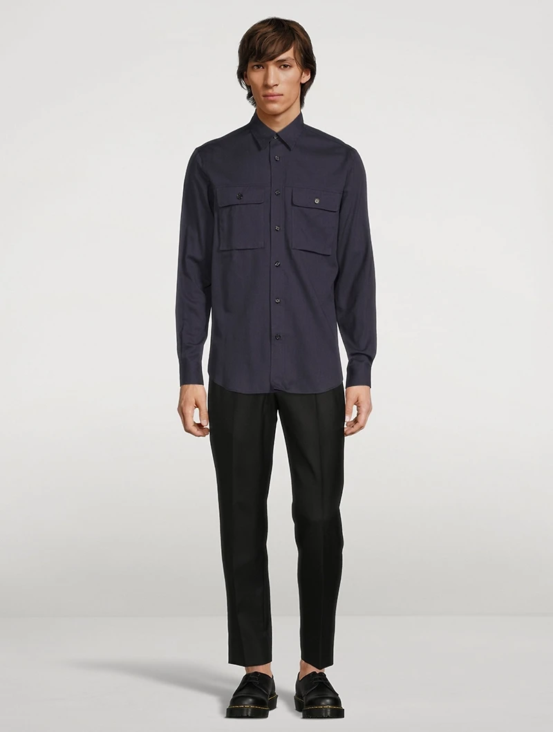 Wool And Cotton Patch-Pocket Shirt