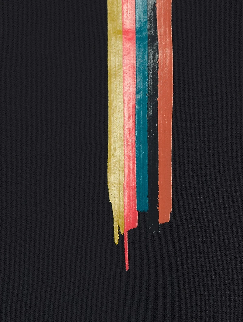 Cotton Hoodie With Painted Stripe