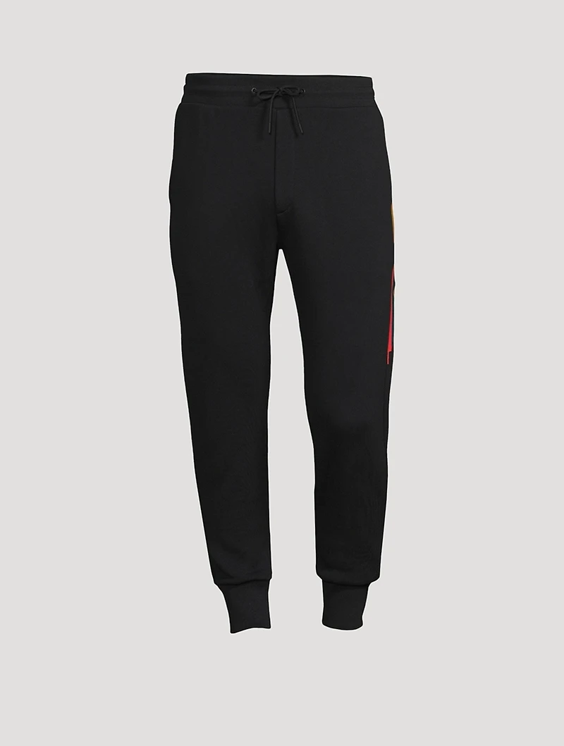 Cotton Sweatpants With Painted Stripe
