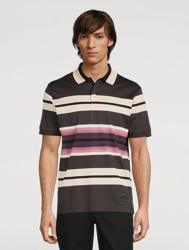 Striped Short-Sleeve Polo Shirt