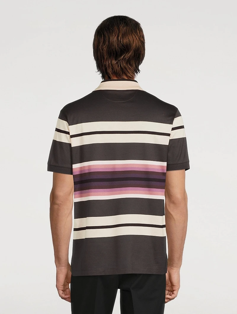 Striped Short-Sleeve Polo Shirt