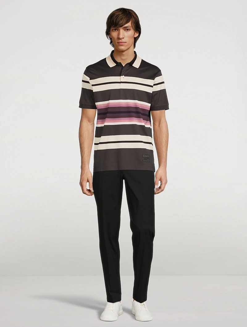 Striped Short-Sleeve Polo Shirt