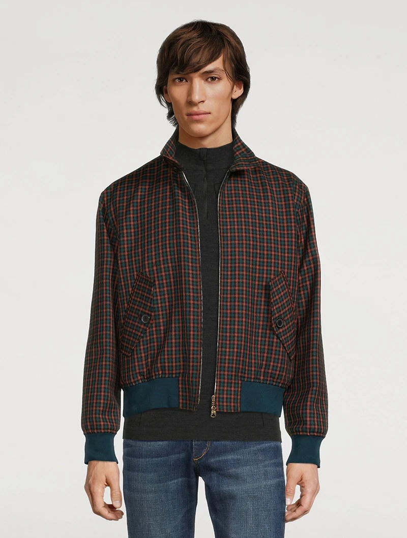 Harrington Wool Twill Jacket Check Print