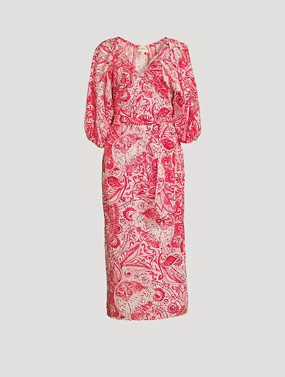 Fila Balloon-Sleeve Wrap Dress Paisley Print