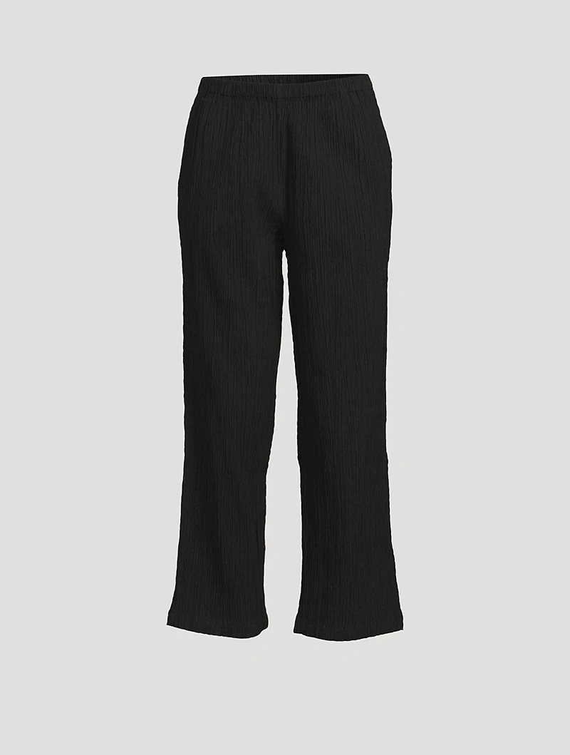 Pippy Crinkled Organic Cotton Wide-Leg Pants