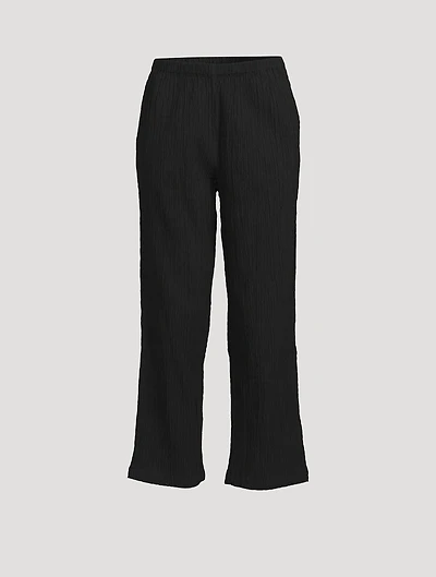 Pippy Crinkled Organic Cotton Wide-Leg Pants