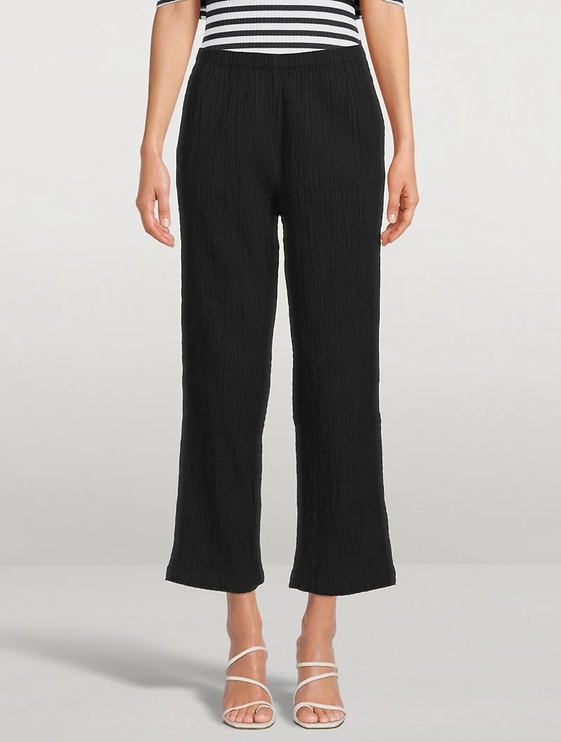Pippy Crinkled Organic Cotton Wide-Leg Pants
