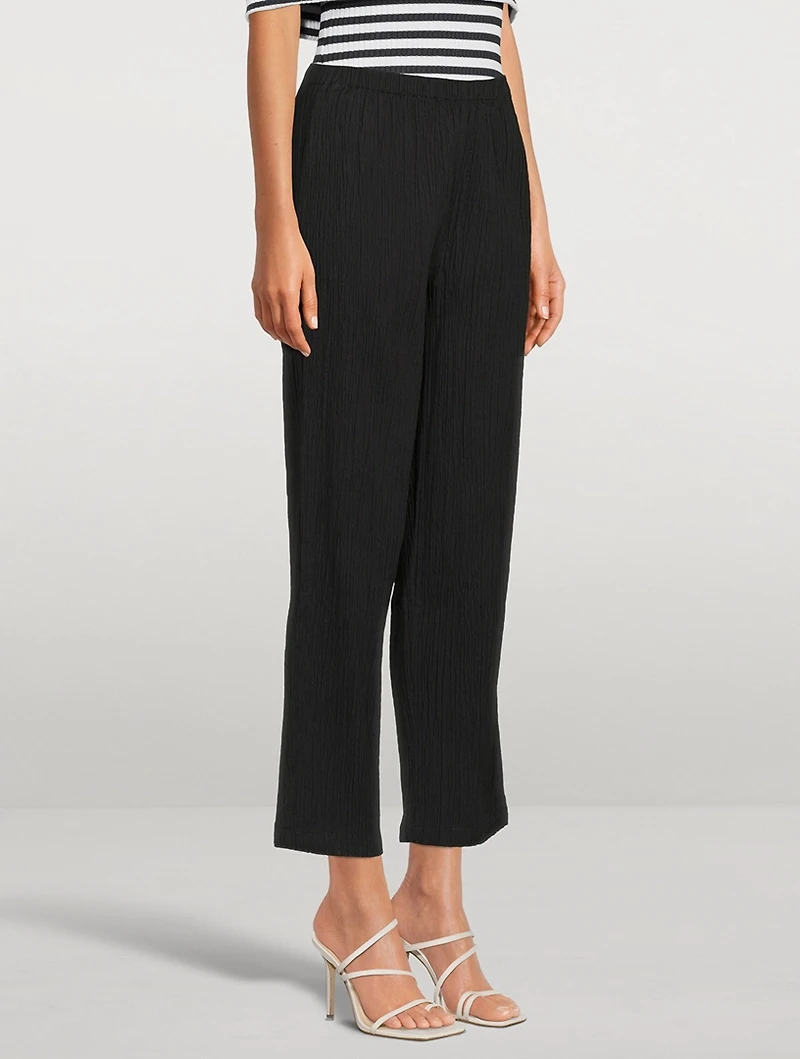 Pippy Crinkled Organic Cotton Wide-Leg Pants