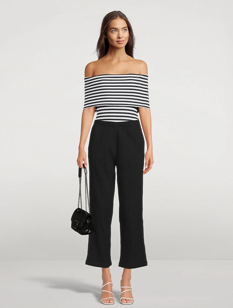 Pippy Crinkled Organic Cotton Wide-Leg Pants