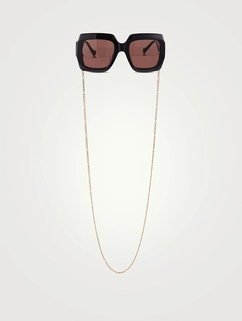 Square Sunglasses With Chain