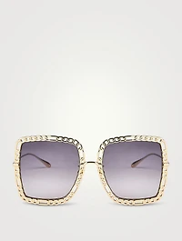 Square Sunglasses With Chain