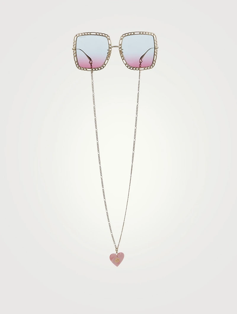 Square Sunglasses With Chain