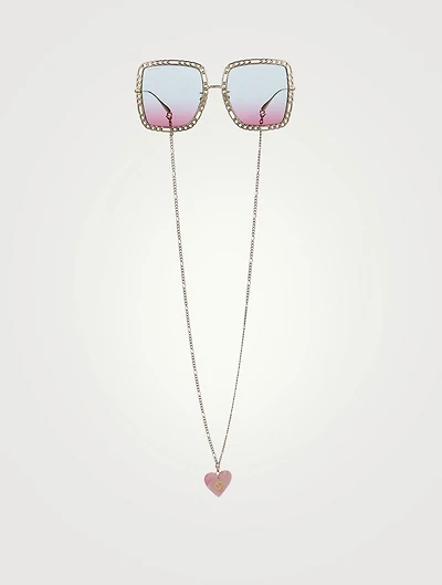 Square Sunglasses With Chain