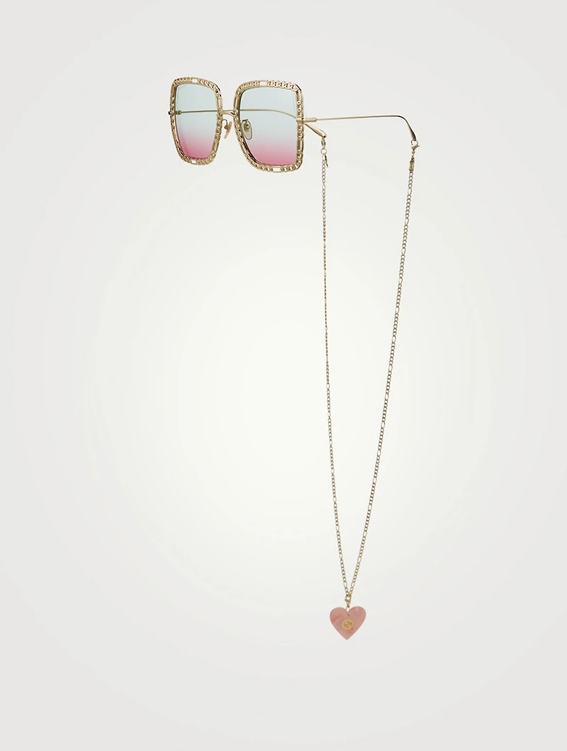 Square Sunglasses With Chain