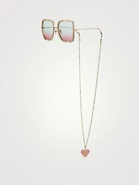 Square Sunglasses With Chain