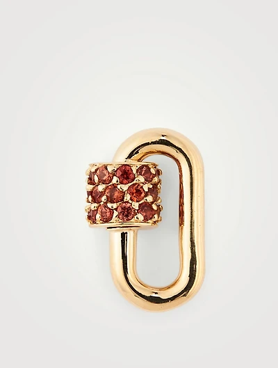 Stoned Chubby Babylock 14K Gold Pendant With Orange Sapphires