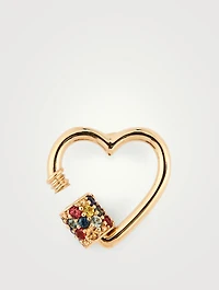 Stoned Heartlock 14K Gold Pendant With Harlequin Sapphires