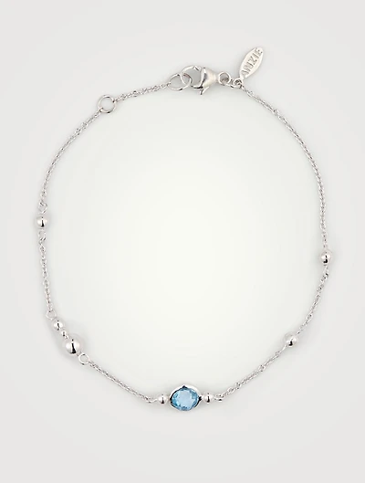 Dew Drop Silver Marine Bracelet With Blue Topaz