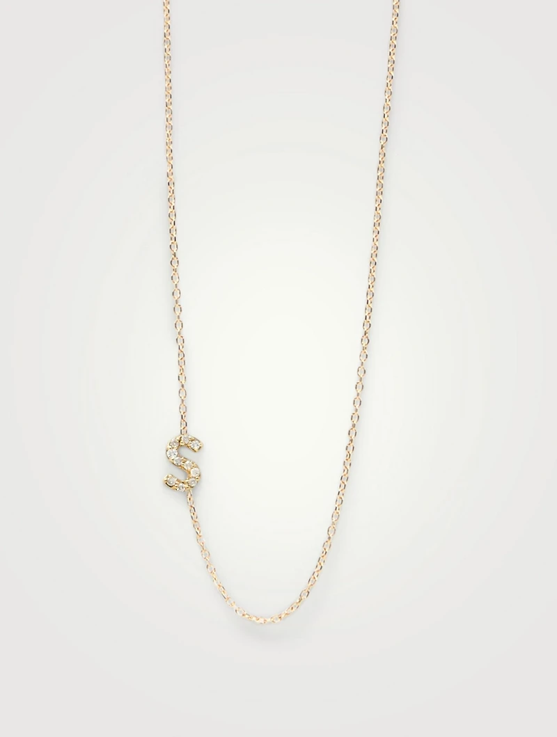 Customizable Love Letter 14K Gold S Necklace With Diamonds