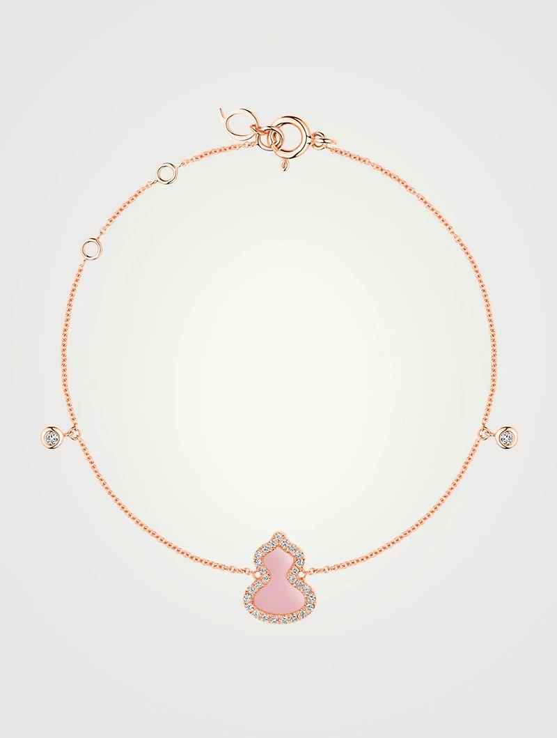 Petite Wulu Bracelet 18K Rose Gold With Pink Opal And Diamonds