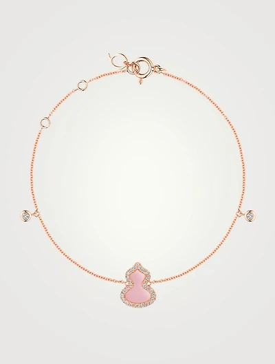 Petite Wulu Bracelet 18K Rose Gold With Pink Opal And Diamonds