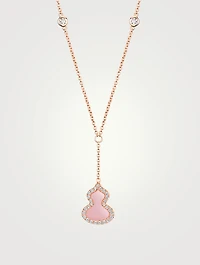 Petite Wulu 18K Rose Gold Necklace With Pink Opal And Diamonds