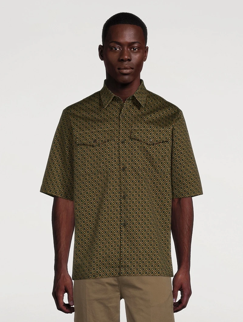 Claseni Printed Gabardine Short-Sleeve Shirt