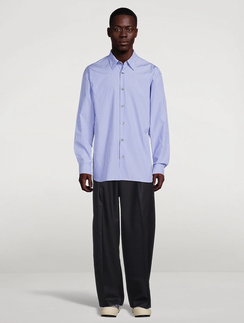 Cotton Poplin Shirt Striped Print