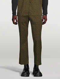 Printed Gabardine Flared Cropped Pants
