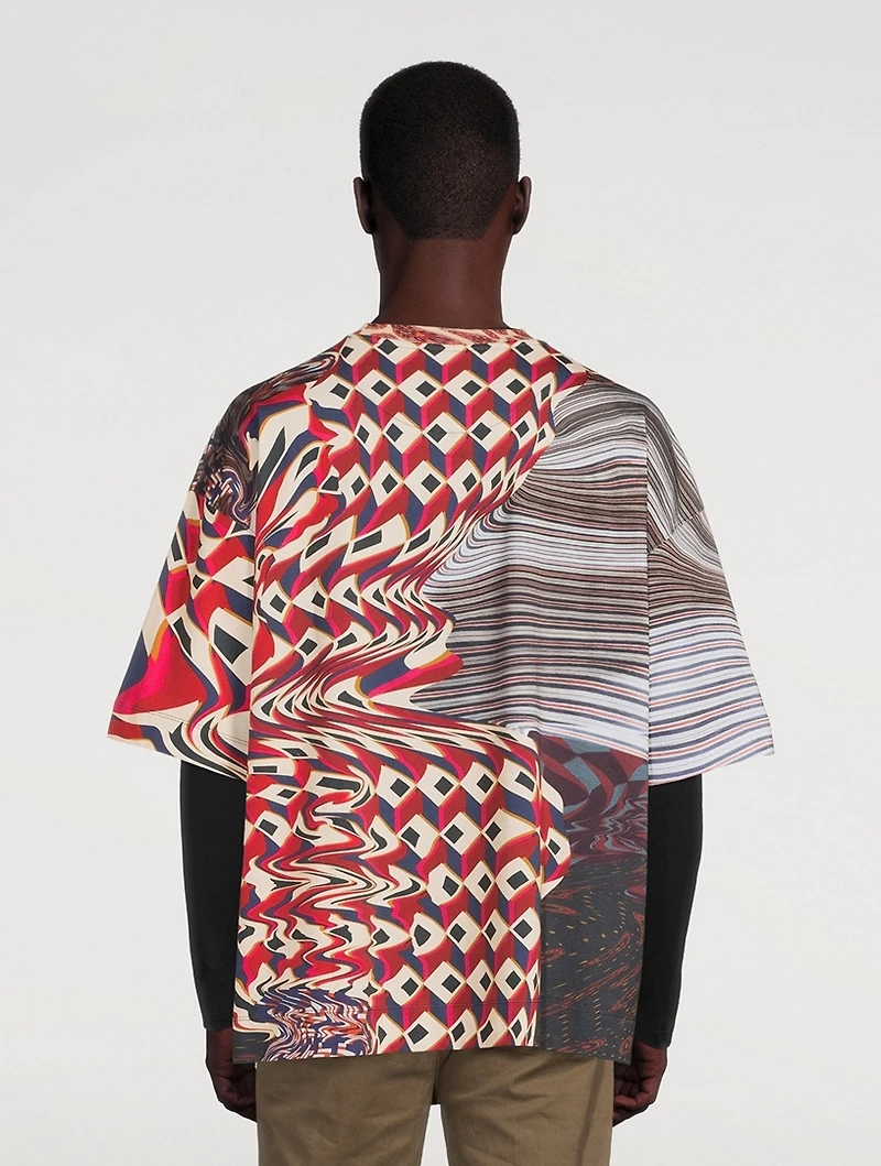 Cotton T-Shirt Distorted Print