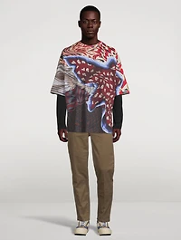 Cotton T-Shirt Distorted Print