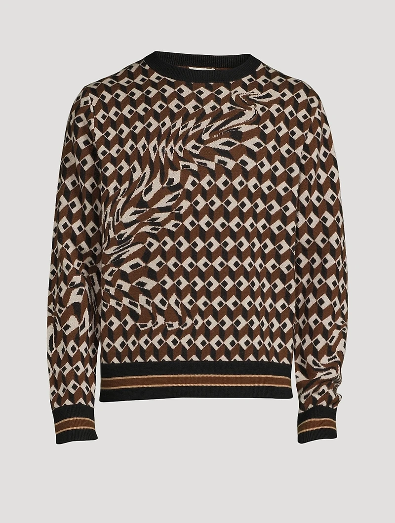 Distorted Jacquard Mohair Knit Sweater