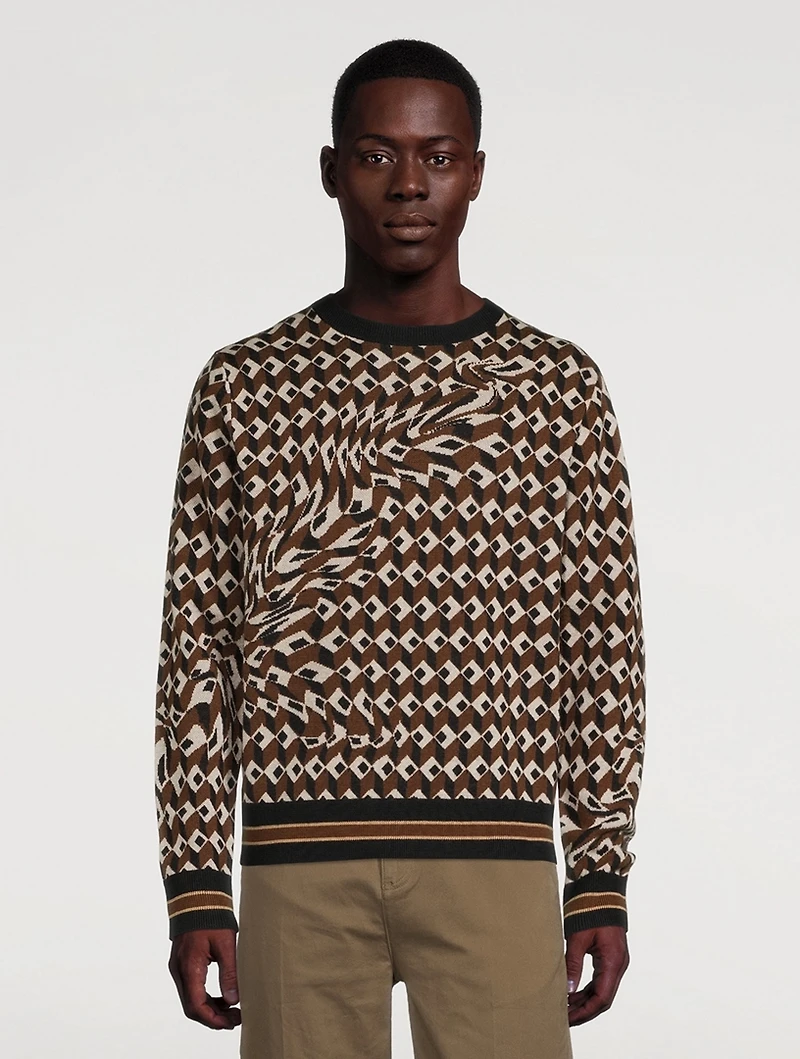 Distorted Jacquard Mohair Knit Sweater