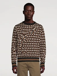 Distorted Jacquard Mohair Knit Sweater