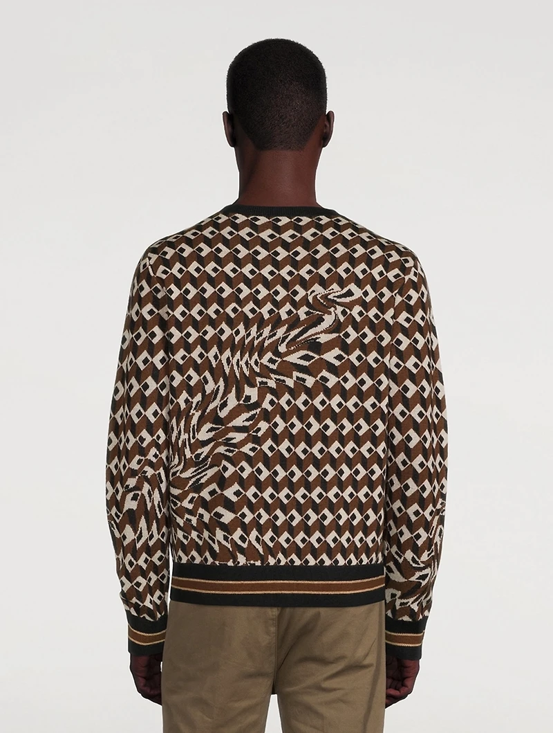 Distorted Jacquard Mohair Knit Sweater