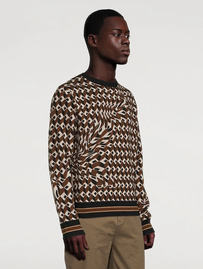 Distorted Jacquard Mohair Knit Sweater