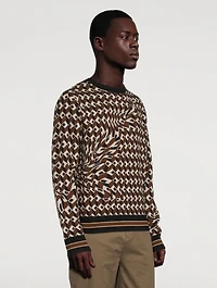 Distorted Jacquard Mohair Knit Sweater