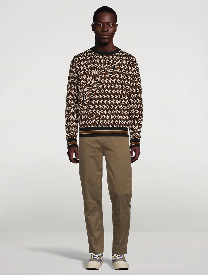 Distorted Jacquard Mohair Knit Sweater