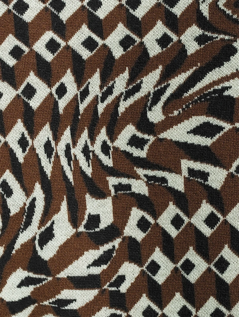 Distorted Jacquard Mohair Knit Sweater