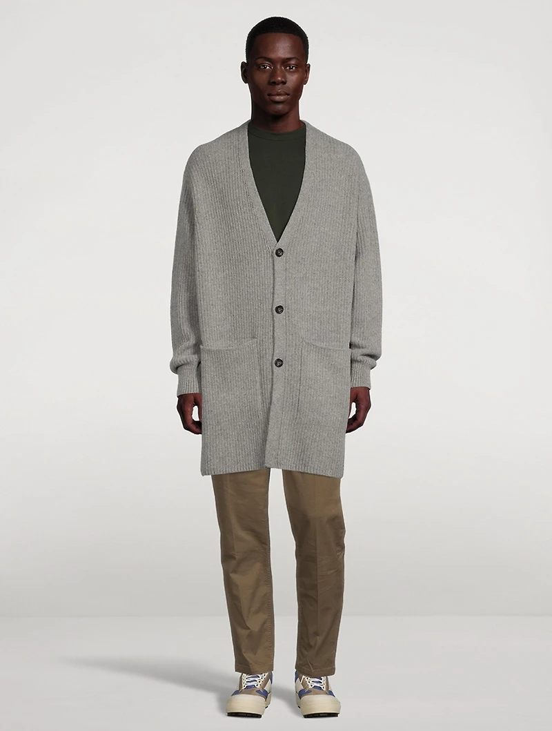 Alpaca-Blend Knit High-Low Cardigan