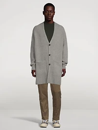 Alpaca-Blend Knit High-Low Cardigan