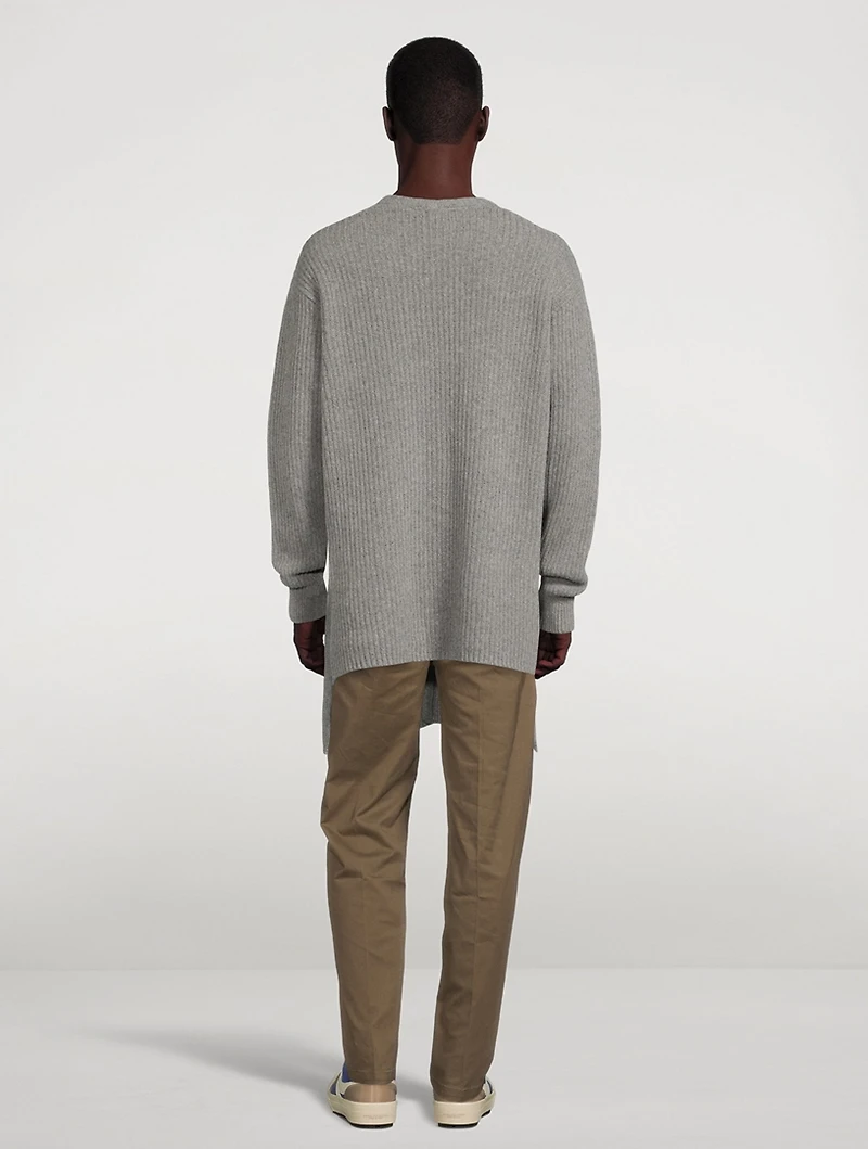 Alpaca-Blend Knit High-Low Cardigan