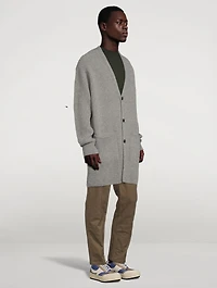 Alpaca-Blend Knit High-Low Cardigan