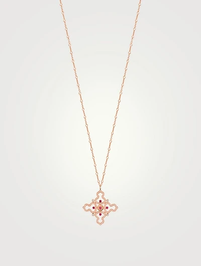 Wulu 18K Rose Gold Necklace With Diamonds And Ruby