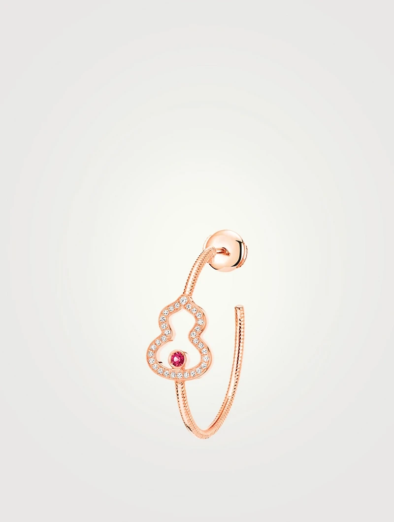 Wulu 18K Rose Gold Earring With Diamonds And Ruby